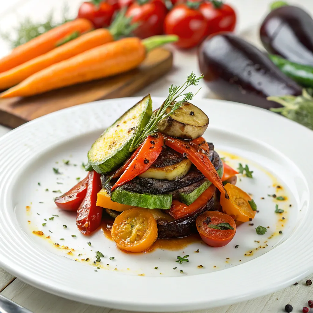 Gourmet dish with baked vegetables
